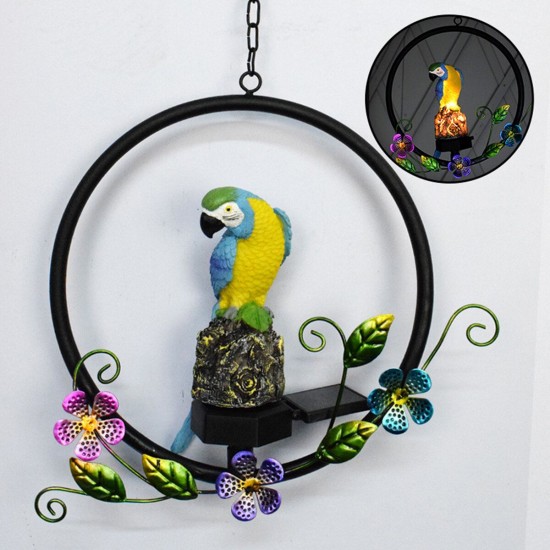 LED Solar Powered Garden Light Parrot Resin Ornament Lawn Landscape Lamp Outdoor