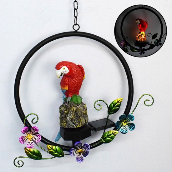 LED Solar Powered Garden Light Parrot Resin Ornament Lawn Landscape Lamp Outdoor