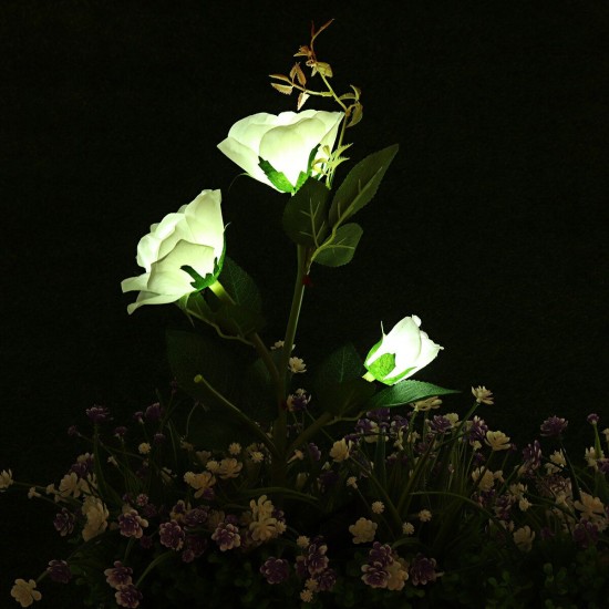 LED Solar Rose Flower Lawn Light Outdoor Garden Stake Lamp Landscape Path Yard Lamp Decor