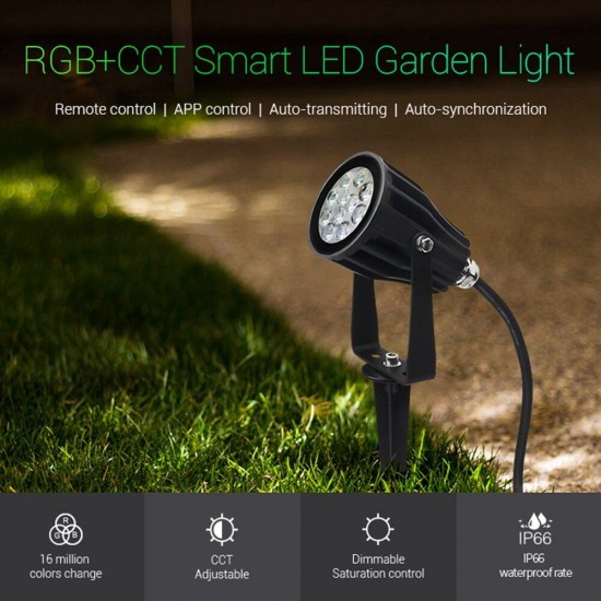 FUTC04 6W RGB+CCT Smart LED Lawn Light IP66 Waterproof Outdoor Garden Lamp AC100-240V Work with Amazon Alexa