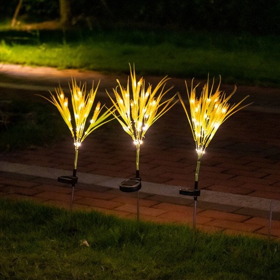 Outdoor 2pcs LED Waterproof Multi-Color Changing Grain Solar Flower Lights Christmas Decorations