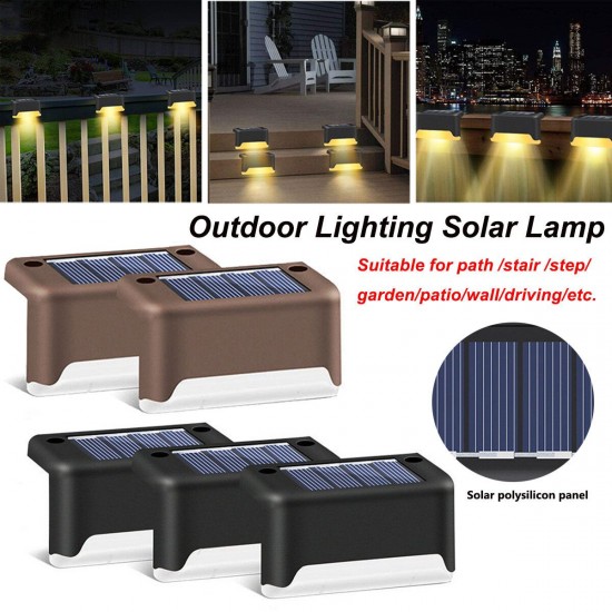 Outdoor LED Solar Lawn Light Warm White Path Stair Waterproof Wall Garden Landscape Lamp