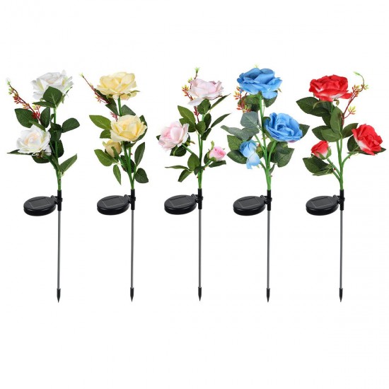 Outdoor LED Solar Rose Flower Light Waterproof Garden Lawn Lamp Landscape Lighting Yard Decoration