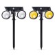 N220 Double Heads LED Solar Light Warm White+White 4 Modes Waterproof Lawn Landscape Garden Lamp