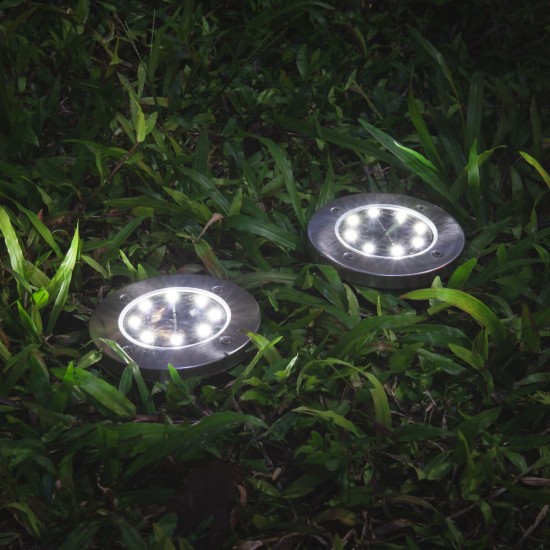 8PCS LED Solar Ground Lawn Light Waterproof Auto On/Off Landscape Spike Garden Pathway Lamp for Yard Deck Patio