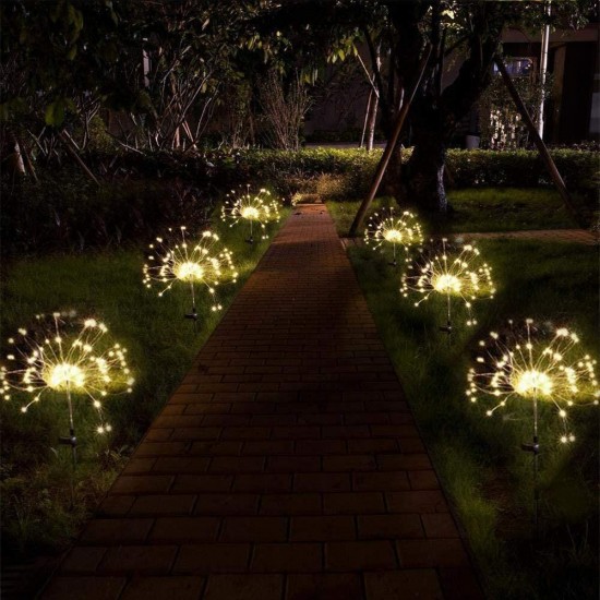 Solar Firework String Light 60/105/160 LED Lamp Outdoor Garden Party Christmas Decorations Lights