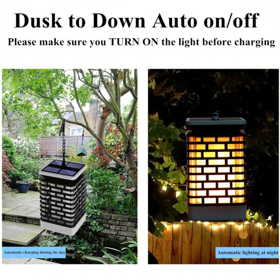 Solar Flame Lights Hanging Lanterns Flickering Torch Lights Outdoor Waterproof