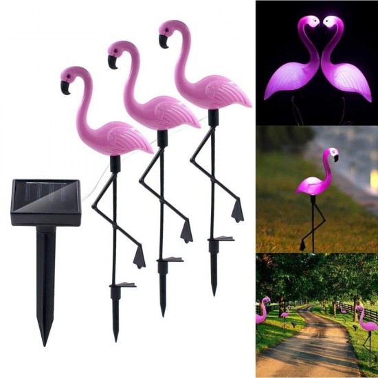 Solar Flamingo Stake Light Lantern Solar Powered Pathway Lights Outdoor Waterproof Garden Decorative Lawn Yard Lamp