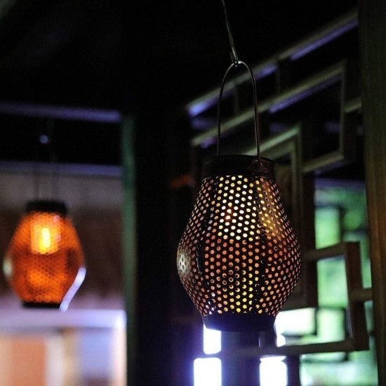 Solar LED Hanging Light Retro Hollow Lantern Outdoor Garden Yard Decoration Lamp Solar LED Hanging Light Retro Hollow Lantern Outdoor Garden Yard Decoration Lamp