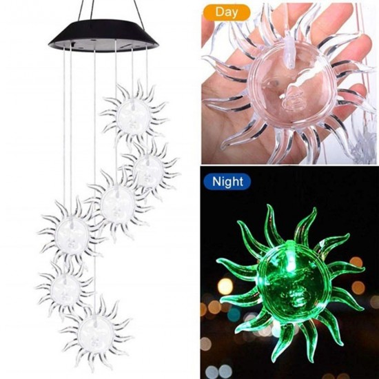 Solar LED Wind Chime Garden Hanging Spinner Light Color Changing Lamp