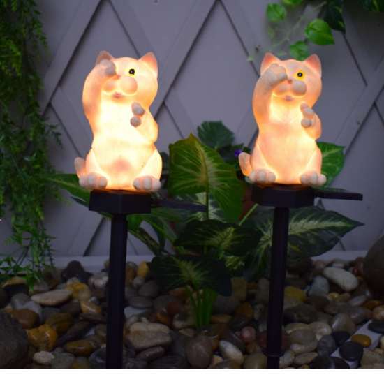 Solar Power LED Cat Lawn Light Outdoor Waterproof Garden Yard Landscape Lamp Christmas Decorations Lights
