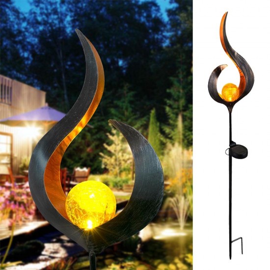 Solar Power Metal LED Ornament Landscape Light Outdoor Flame Effect Lawn Yard Garden Decor