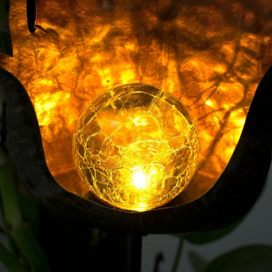 Solar Power Metal LED Ornament Landscape Light Outdoor Flame Effect Lawn Yard Garden Decor