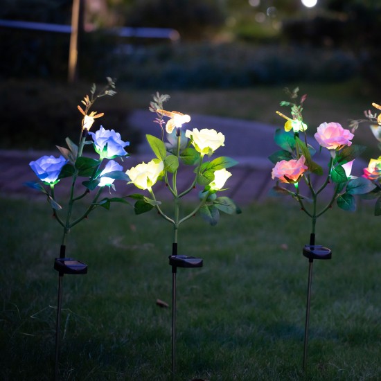 Solar Powered 4LED Artificial Rose and Bee Lawn Lamp Simulation Flower Landscape Garden Solar Light Solar Powered 4LED Artificial Rose and Bee Lawn Lamp Simulation Flower Landscape Garden Solar Light