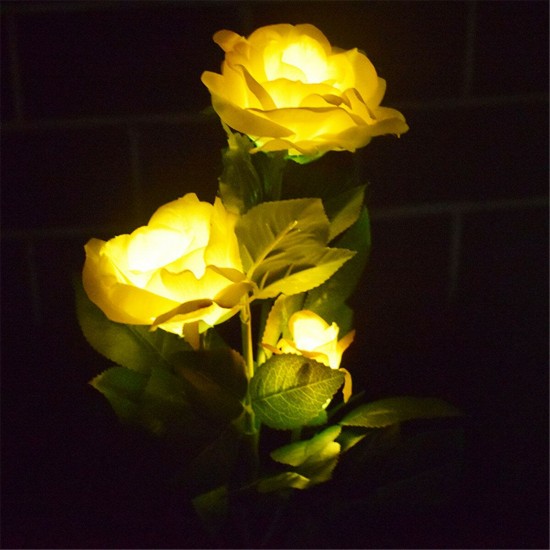 Solar Powered Artificial Rose Flower LED Lawn Light Outdoor Courtyard Garden Decoration