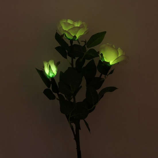 Solar Powered Artificial Rose Flower LED Lawn Light Outdoor Courtyard Garden Decoration