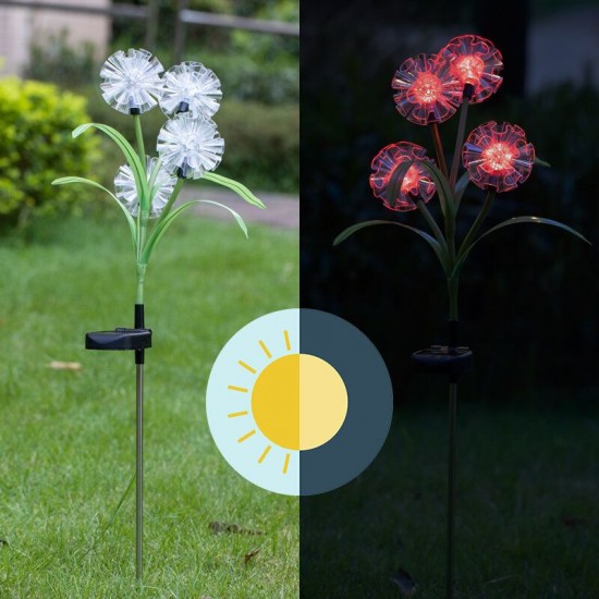 Solar Powered LED Lawn Light Simulation Colorful Flower Outdoor Garden Yard Lamp for Outdoor Path Home Decor