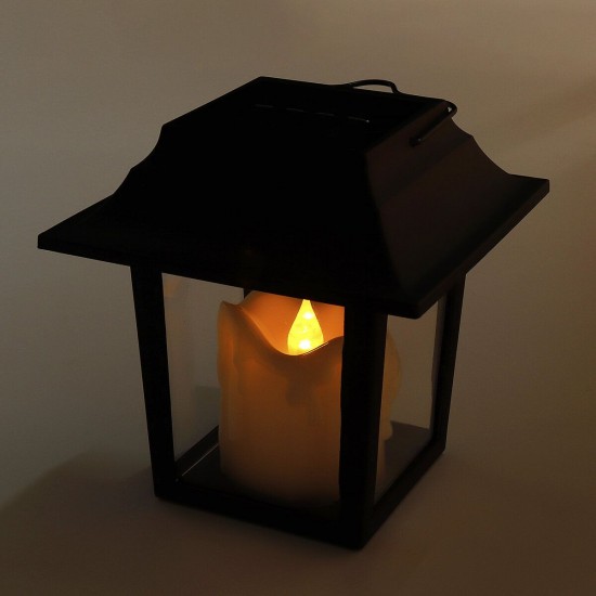 Solar Powered Lantern LED Candle Lamp Home Garden Yard Decor Outdoor Waterproof