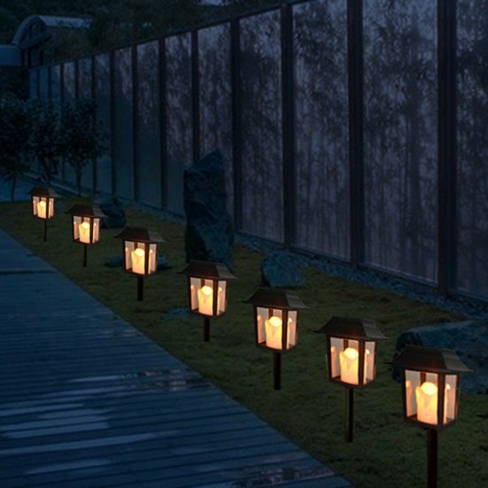Solar Powered Lantern LED Candle Lamp Home Garden Yard Decor Outdoor Waterproof