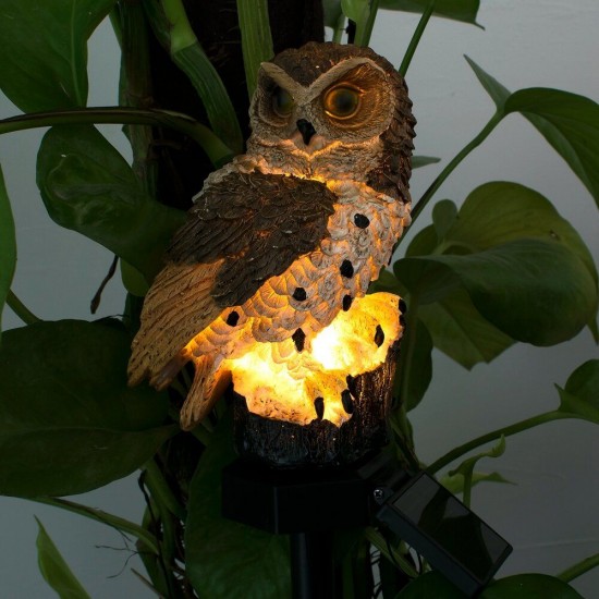 Solar Powered Owl LED Lawn Lamp Garden Decor Waterproof Landscape Light