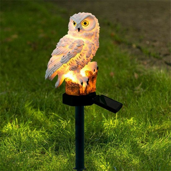 Solar Powered Owl LED Lawn Light Waterproof Garden Yard Landscape Ornament Lamp