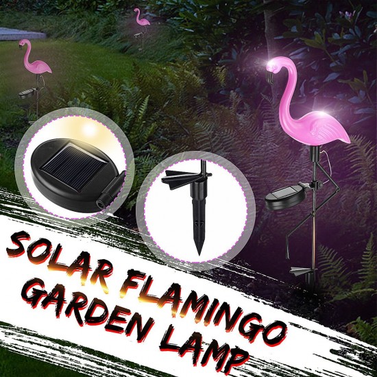 Solar Powered Pink Flamingo LED Lawn Light Outdoor Garden Stake Landscape Lamp