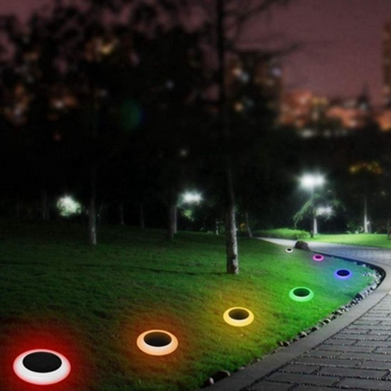 Solar Powered Plastic Round Colorful LED Lawn Light Waterproof Outdoor Garden Landscape Yard Path Lamp