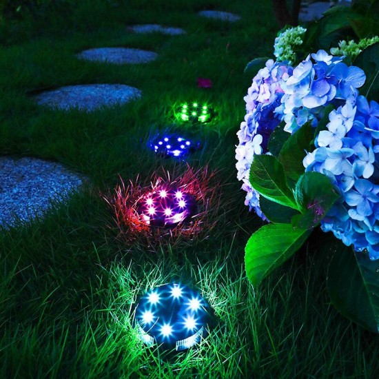 Waterproof LED Solar Lawn Lights 10LED with Side Light Colorful Gardening Light for Outdoor Lawn Garden Pathway Stairs Decoration