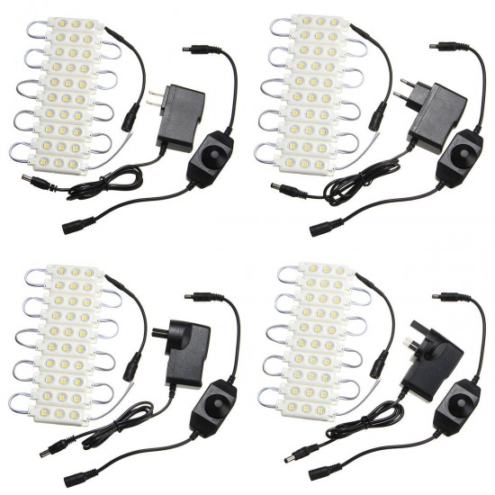 1.5M SMD5050 Waterproof Warm White LED Module Strip Light Kit Mirror Signage Lamp + Adapter DC12V