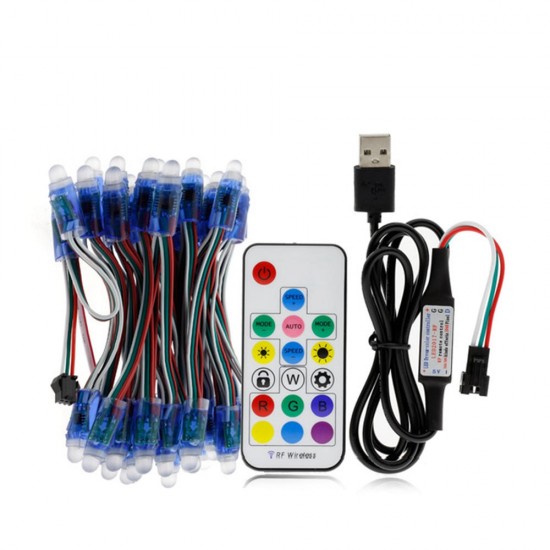 50PCS 5M 21W WS2811 IP68 Full Color RGB LED Pixel Module Strip Light with 17keys Remote Control DC5V