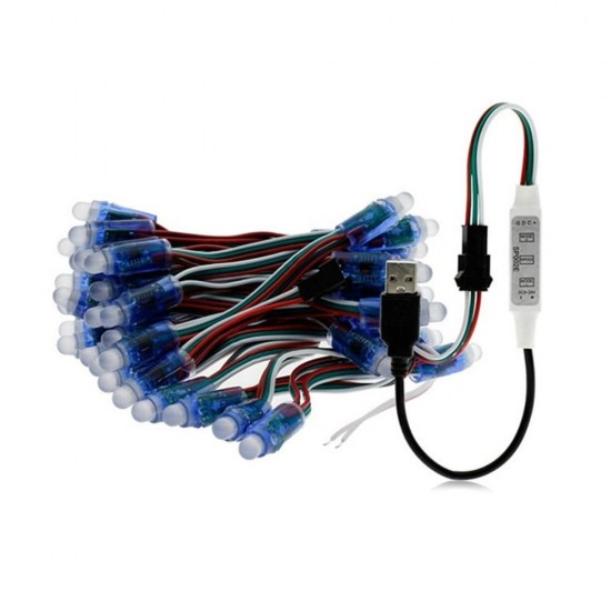 5M WS2811 RGB IP68 Full Color 50PCS Bulbs LED Pixel Module Strip Light with 3keys Controller DC5V 5M WS2811 RGB IP68 Full Color 50PCS Bulbs LED Pixel Module Strip Light with 3keys Controller DC5V