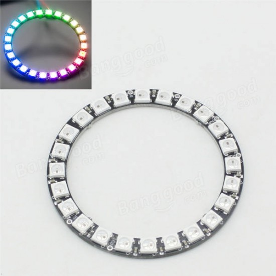 DC4-7V LED Ring 24 x WS2812 5050 RGB LED with Integrated Drivers