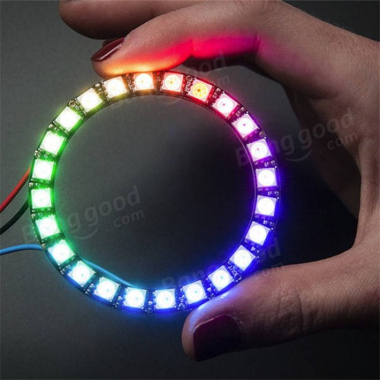 DC4-7V LED Ring 24 x WS2812 5050 RGB LED with Integrated Drivers