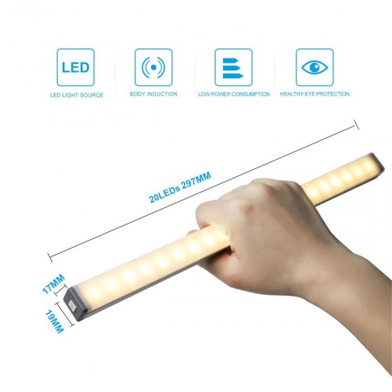10-36LEDs Under Closet Light Motion Sensor USB Rechargeable Magnetic Strip Lamp 10-36LEDs Under Closet Light Motion Sensor USB Rechargeable Magnetic Strip Lamp