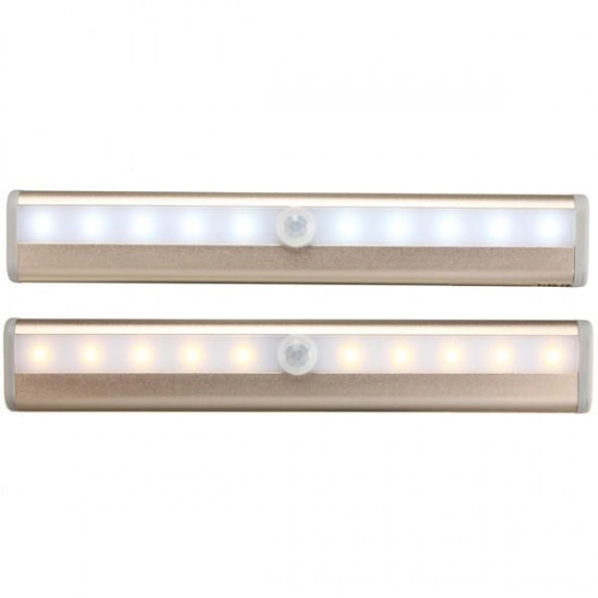 10 LED Cabinet Light PIR Human Body Motion Sensor Lamp Cupboard Closet LED Night Light LED Strip Light 6V