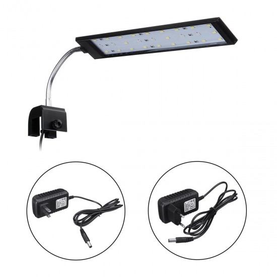 100-240V 10W Clip-on LED Aquarium Light Fish Tank Decoration Lighting Lamp with White & Blue LEDs, Touch Control, 2 Modes