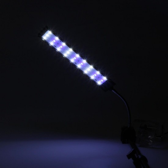 100-240V 10W Clip-on LED Aquarium Light Fish Tank Decoration Lighting Lamp with White & Blue LEDs, Touch Control, 2 Modes