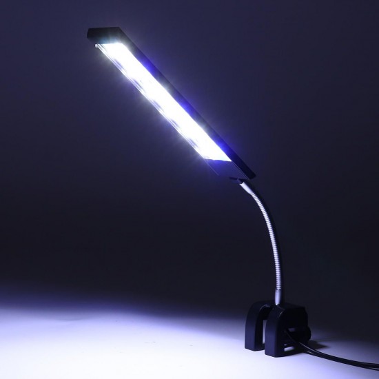 100-240V 7W Clip-on LED Aquarium Light Fish Tank Decoration Lighting Lamp with White & Blue LEDs, Touch Control, 2 Modes