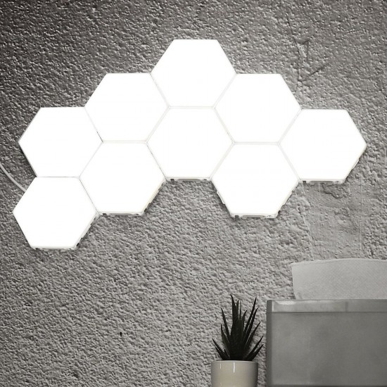 10PCS DIY Quantum LED Hexagonal Lamps Touch Magnetic Sensitive Wall Night Light AC110-240V 10PCS DIY Quantum LED Hexagonal Lamps Touch Magnetic Sensitive Wall Night Light AC110-240V