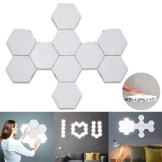 10PCS DIY Quantum LED Hexagonal Lamps Touch Magnetic Sensitive Wall Night Light AC110-240V 10PCS DIY Quantum LED Hexagonal Lamps Touch Magnetic Sensitive Wall Night Light AC110-240V