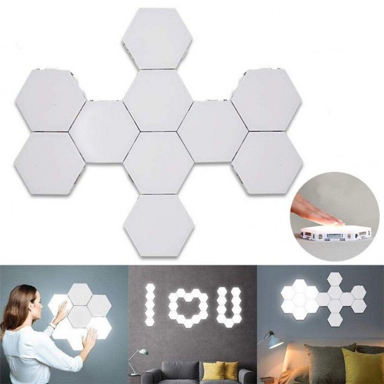 10PCS DIY Quantum LED Hexagonal Lamps Touch Magnetic Sensitive Wall Night Light AC110-240V