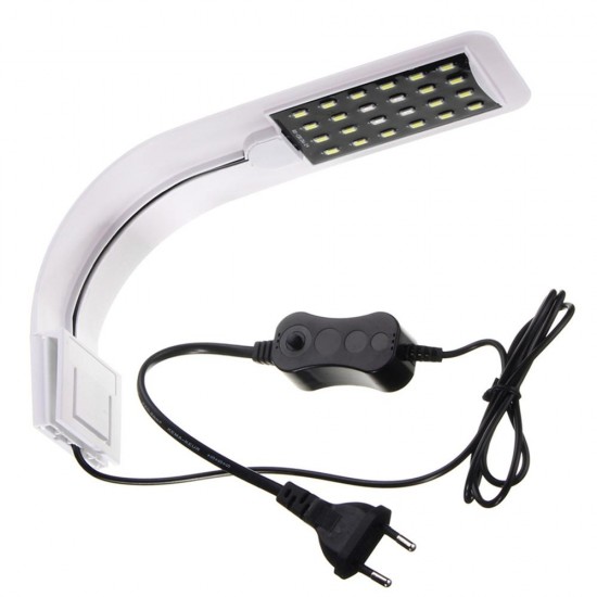 10W 5730 24 LED Aquarium Light Clip Fish Tank Lamp White:Blue 5:1 AC220V/AC110V