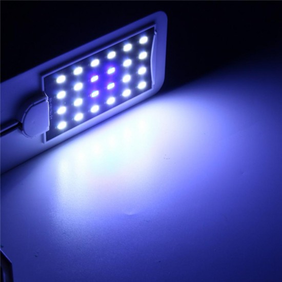 10W 5730 24 LED Aquarium Light Clip Fish Tank Lamp White:Blue 5:1 AC220V/AC110V