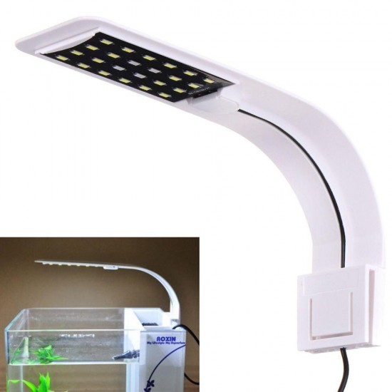 10W 5730 24 LED Aquarium Light Clip Fish Tank Lamp White:Blue 5:1 AC220V/AC110V