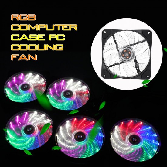 15LED Ring Fan RGB Light Silent 12V 120mm Computer Case PC Cooling Fan