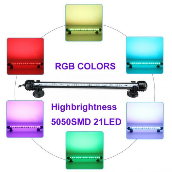 18-48CM 5050SMD 27LED Aquarium Fish Tank RGB Light Submersible Bar Strip Lamp