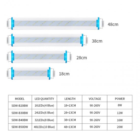 18-48CM Fish Tank Lamp Aquarium LED Lighting With Extendable Brackets White And Blue LEDs Fits for Aquarium 18-48CM Fish Tank Lamp Aquarium LED Lighting With Extendable Brackets White And Blue LEDs Fits for Aquarium