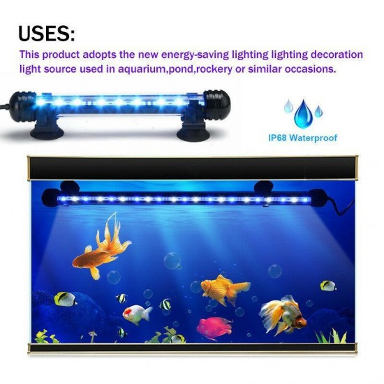 18cm 5050SMD 9LED Aquarium Fish Tank RGB Light Submersible Waterproof Bar Strip Lamp