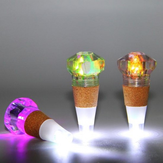 1W Colorful LED Diamond Shape Wine Bottle Cap Cork Light USB Rechargeable Home Party Decor