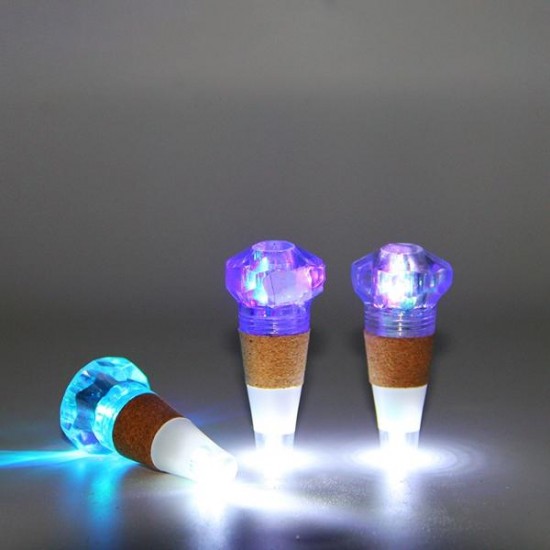 1W Colorful LED Diamond Shape Wine Bottle Cap Cork Light USB Rechargeable Home Party Decor